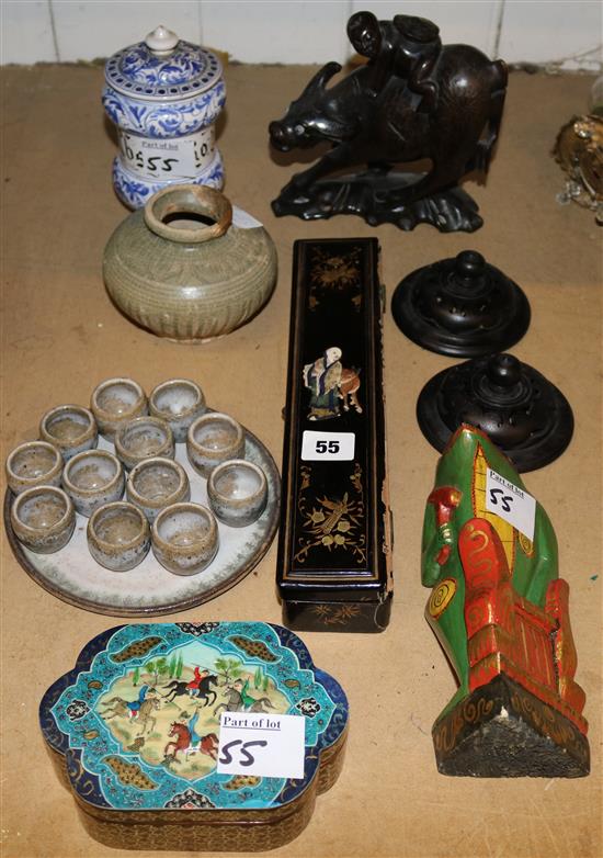 Carving, lacquer boxes etc
